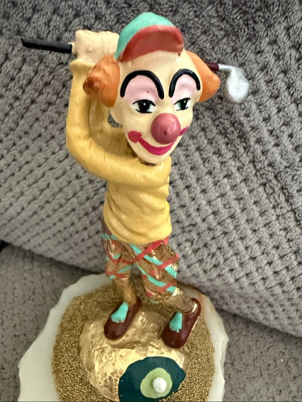 Ron Lee 1988 Hand-Painted Yellow Clown Golfer Figurine - Decorative Accent